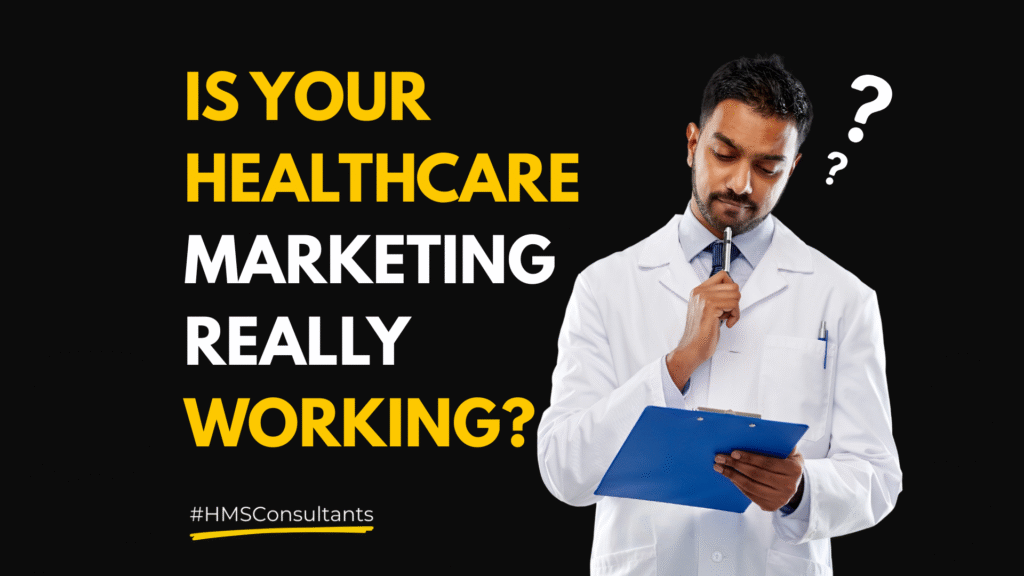 Indian doctor promoting a free healthcare marketing audit for clinics and hospitals by HMS Consultants.