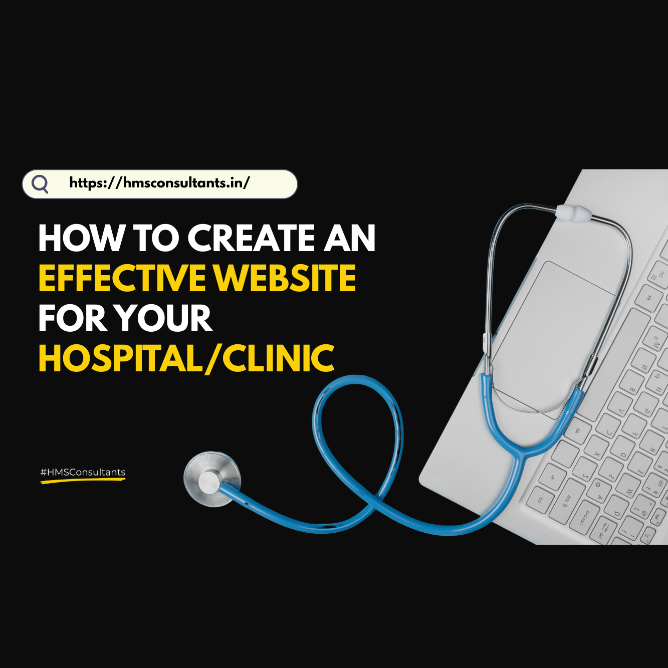 Doctor reviewing hospital website design on a laptop screen