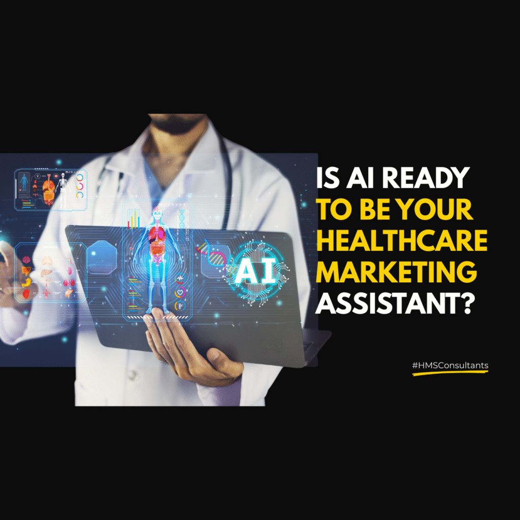 Stylized human hand shaking a robotic hand, symbolizing AI and human collaboration in healthcare marketing