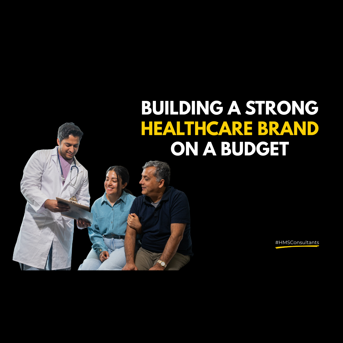 Doctor consulting a patient in a small clinic setting, representing affordable healthcare branding and trust-based patient care.