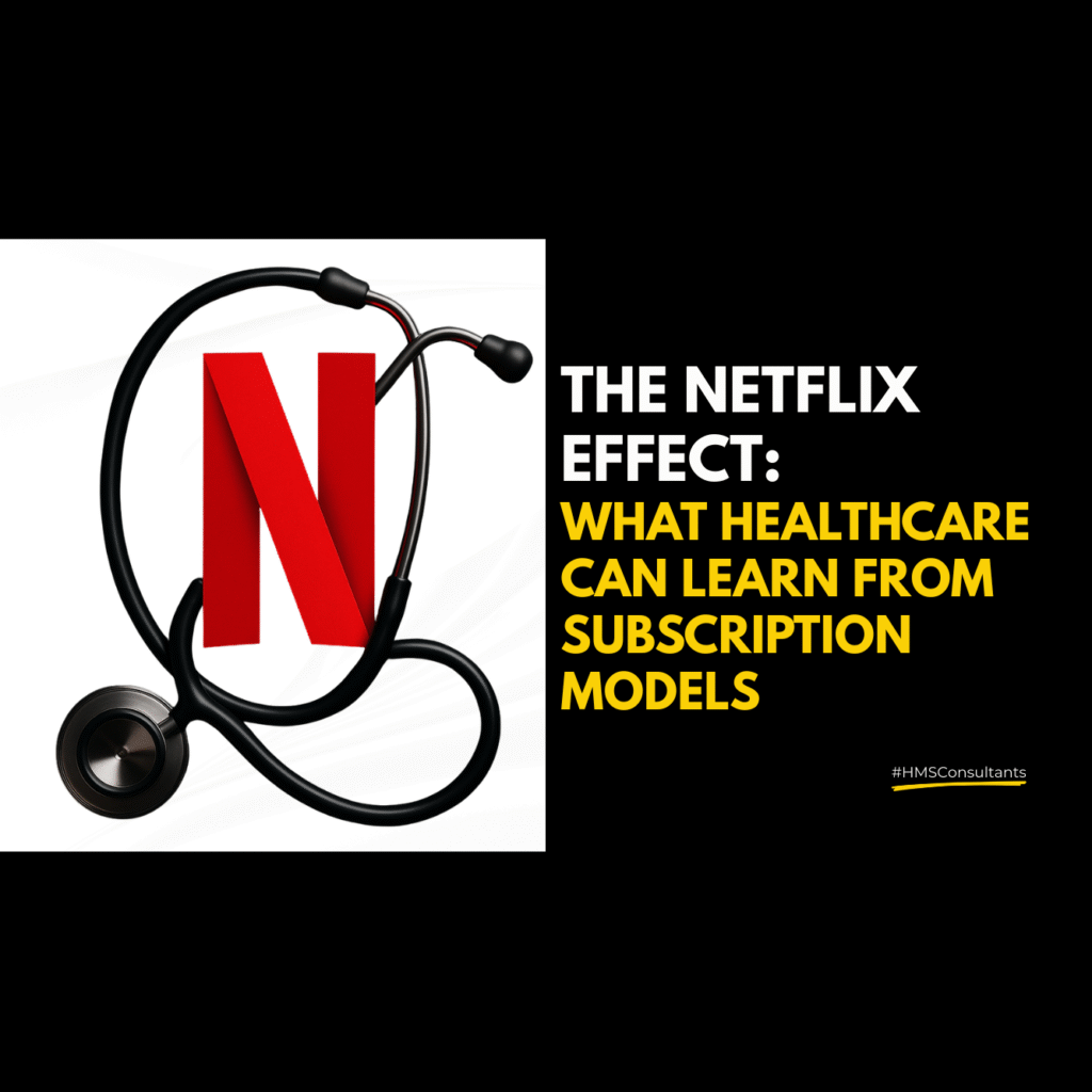 Stethoscope wrapped around a red play button icon, symbolizing Netflix-style healthcare subscriptions.