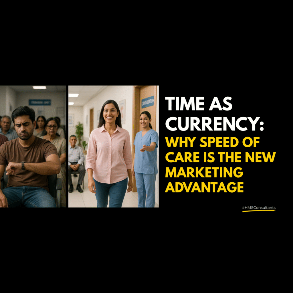 Illustration showing a doctor and patient interacting quickly, symbolizing fast care and improved patient experience in healthcare marketing.