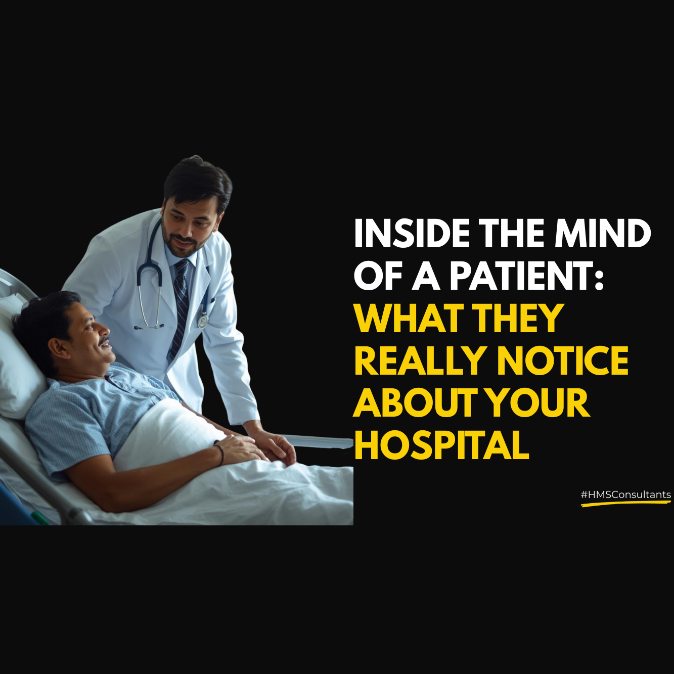 Doctor comforting a patient in a modern Indian hospital, representing empathy and trust in hospital marketing.