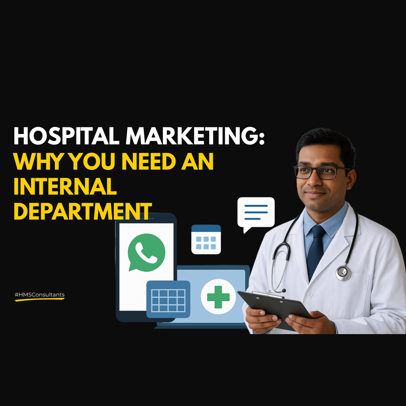 Indian doctor using digital tools like WhatsApp, online scheduling, and teleconsultation, representing modern patient engagement in Indian hospitals.