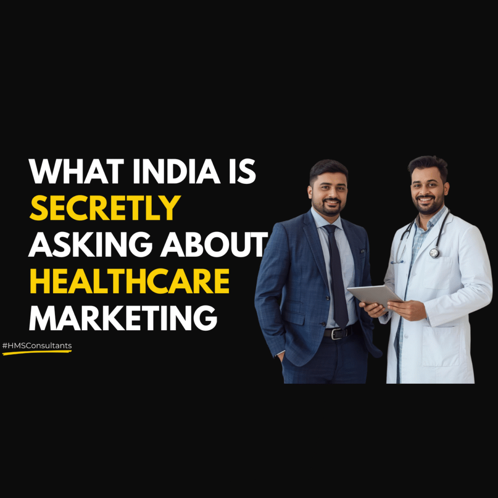 Indian healthcare professionals analyzing 2025 healthcare marketing trends on a computer, showing top Google searches about hospital marketing, patient trust, and digital platforms — representing India’s data-driven shift in healthcare marketing.