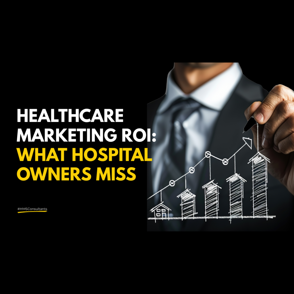 Indian hospital owner reviewing healthcare marketing ROI data and analysing long-term growth trends.