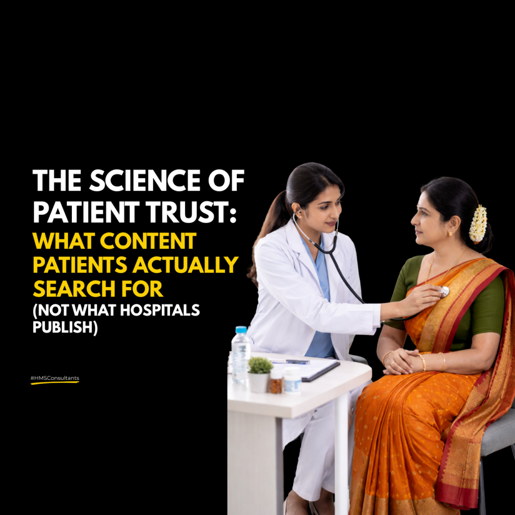 Indian patient researching health concerns online, representing trust-driven healthcare content.