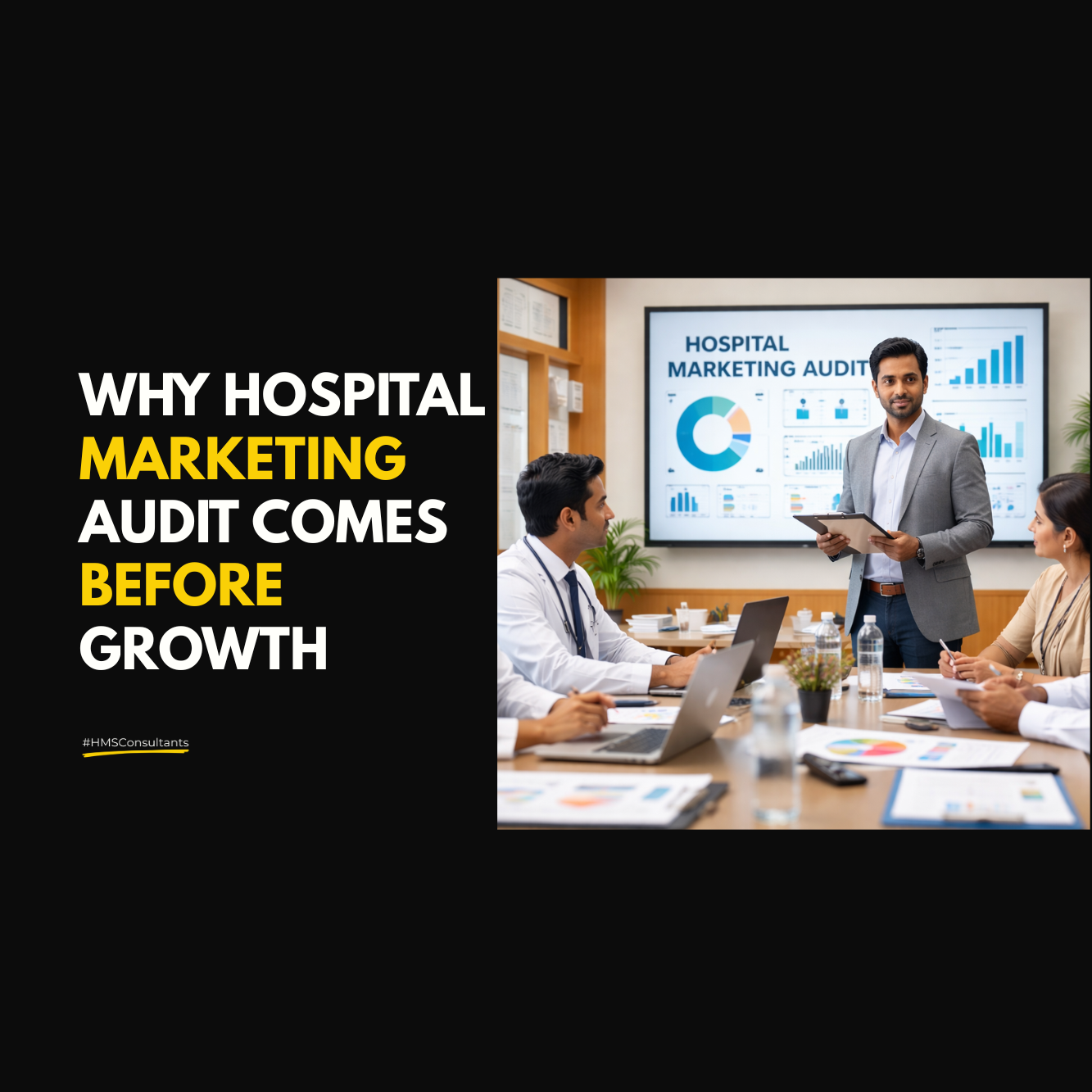 Hospital marketing audit presentation before hospital growth decision meeting