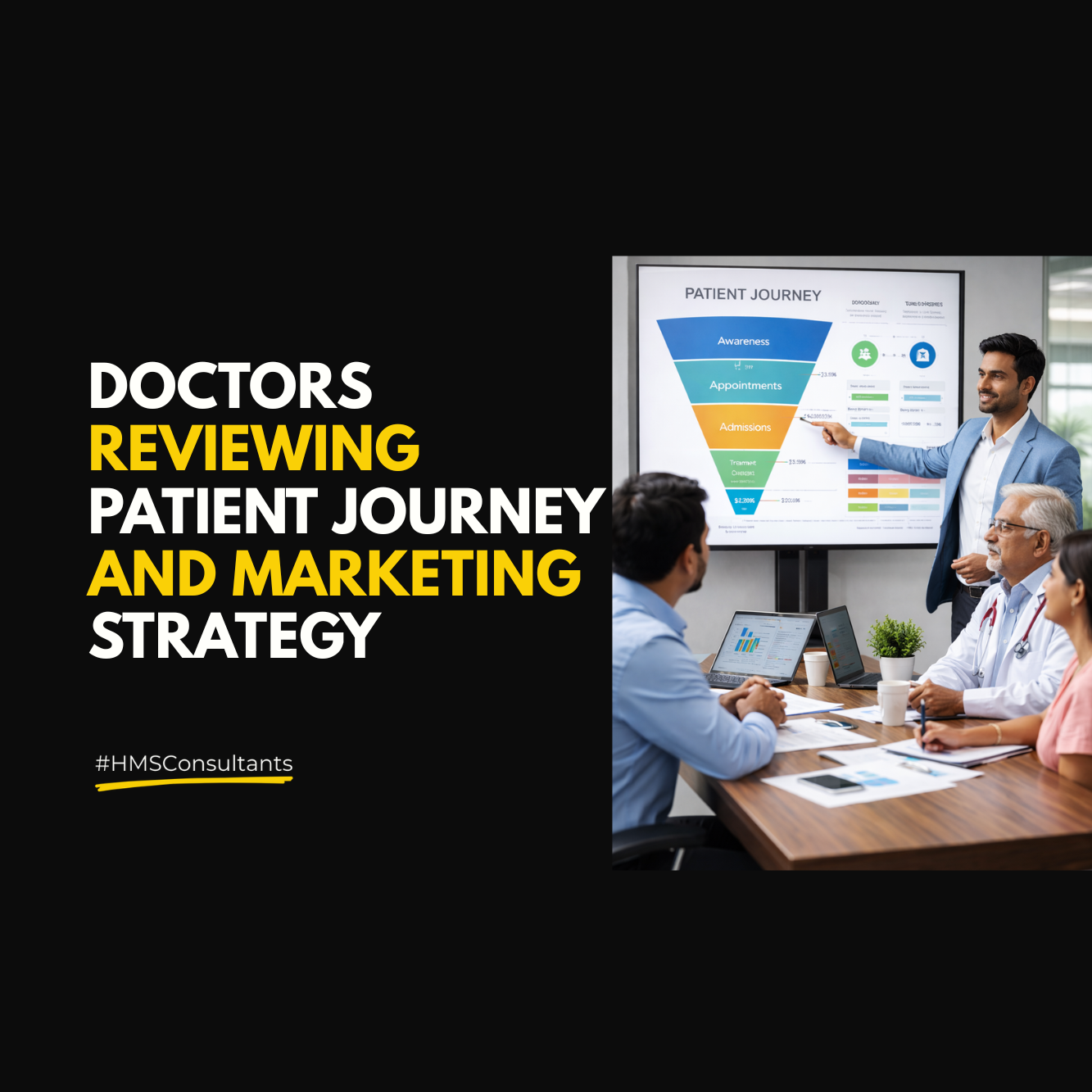 hospital marketing expert presenting patient journey strategy to doctors and hospital leadership team