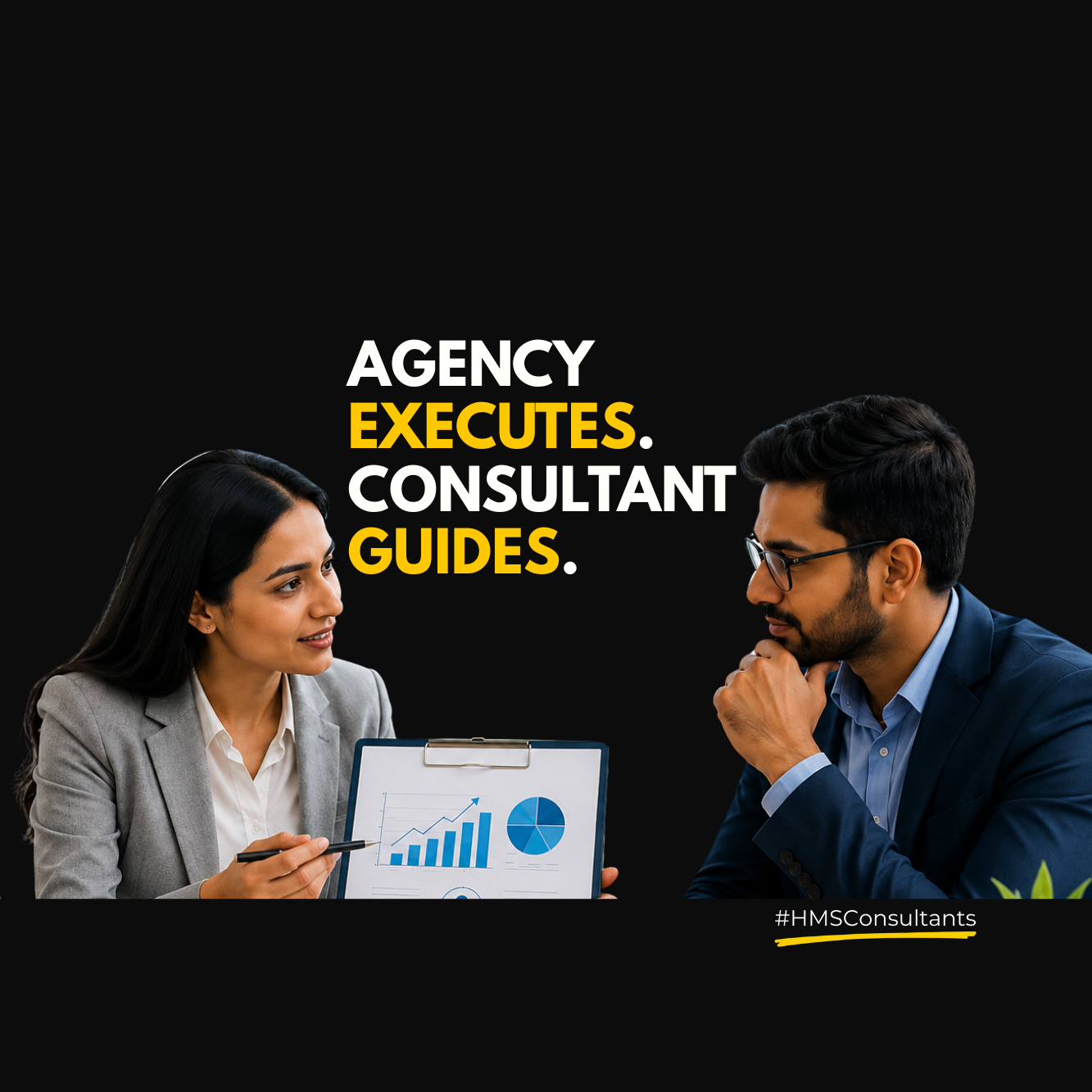 Healthcare marketing consultant explaining strategy and growth direction to a healthcare professional