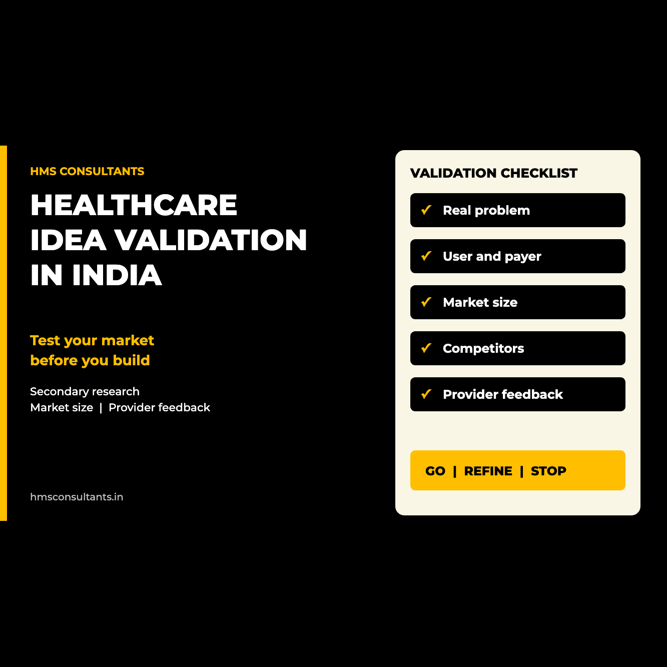 Healthcare idea and market validation in India