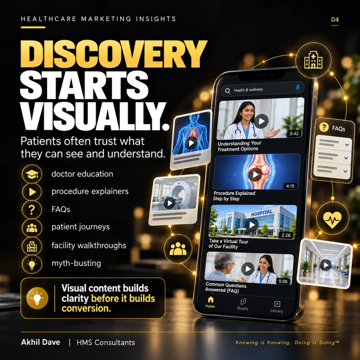 Visual patient education content for doctors: condition explainers, procedure explainers, FAQs, facility walkthroughs and myth-busting videos